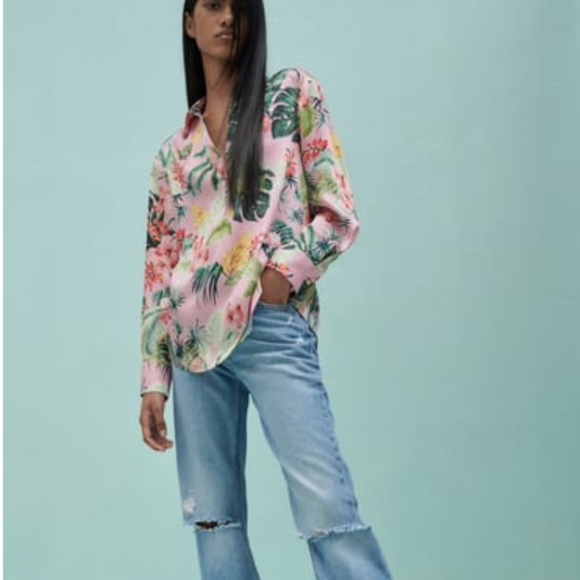 Zara TROPICAL PRINT SHIRT MULTICOLORED - REF. 2667/459 Size XS NWT - Picture 2 of 3